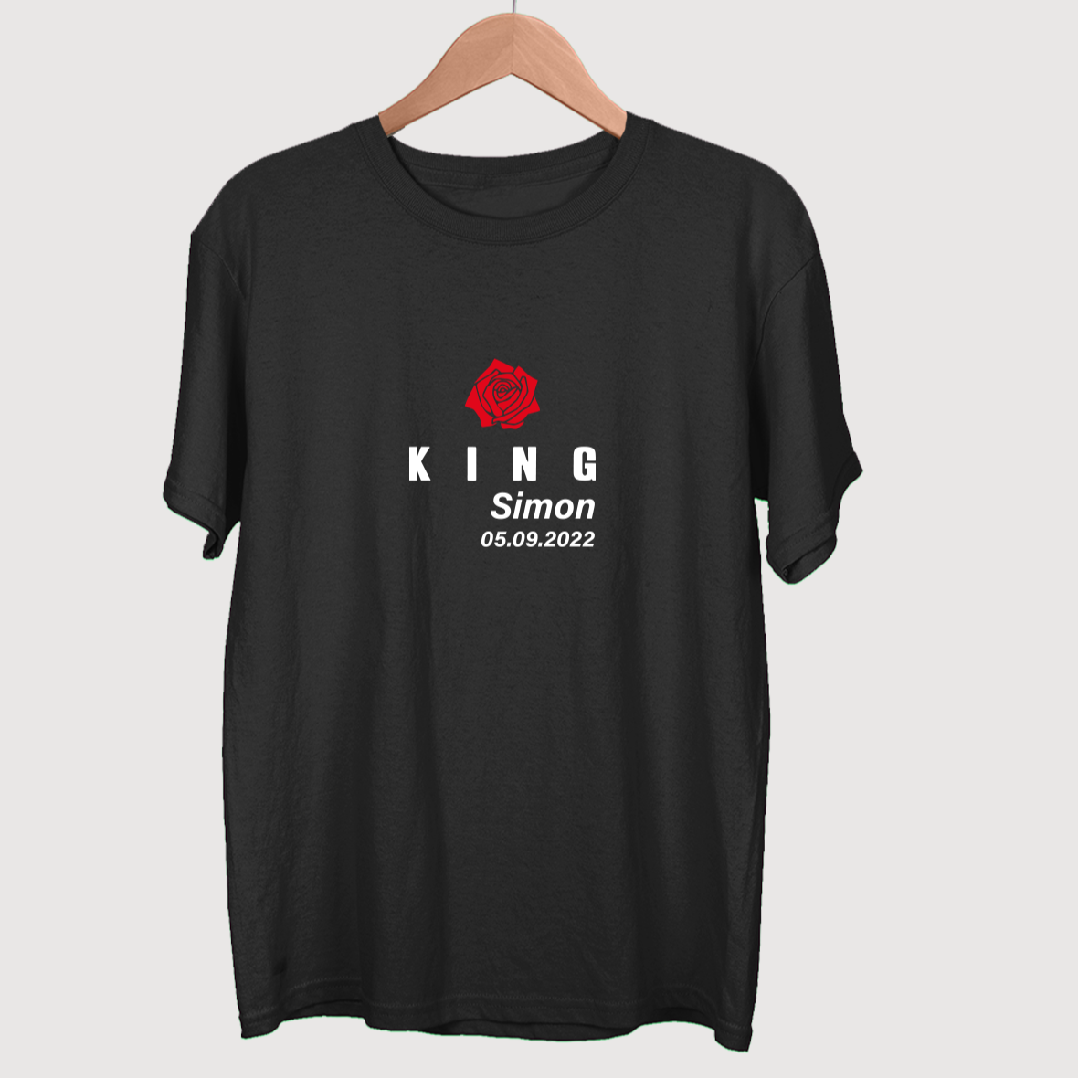 king herren t-shirt in schwarz mit Wunschname 