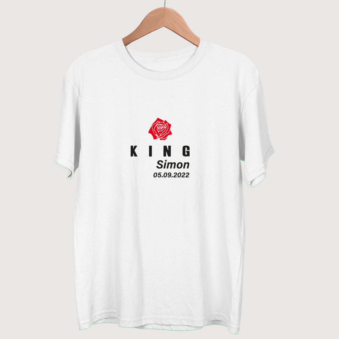 king herren t-shirt in weiss mit Wunschname 
