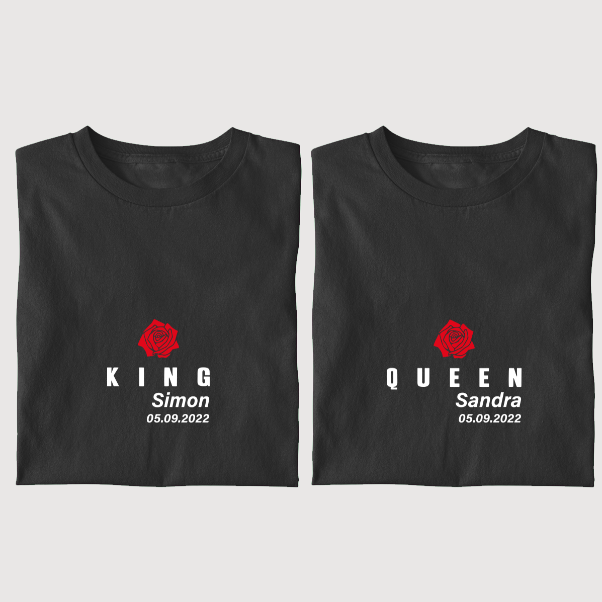 king queen Pärchen tshirts für paare mit name und datum an den Kapuzen bedrucken lassen Geschenkidee Geschenke für Frauen männer jahrestag Geburtstagsgeschenk Fotoshootings partnerlook shirts sweatshirts mr mrs hoodie king and queen für paare couplegoals