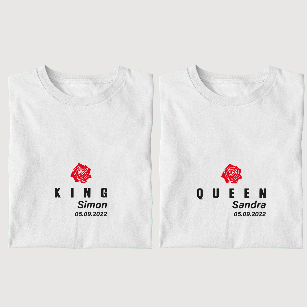king queen Pärchen tshirts für paare mit name und datum an den Kapuzen bedrucken lassen Geschenkidee Geschenke für Frauen männer jahrestag Geburtstagsgeschenk Fotoshootings partnerlook shirts sweatshirts mr mrs hoodie king and queen für paare couplegoals in weiss