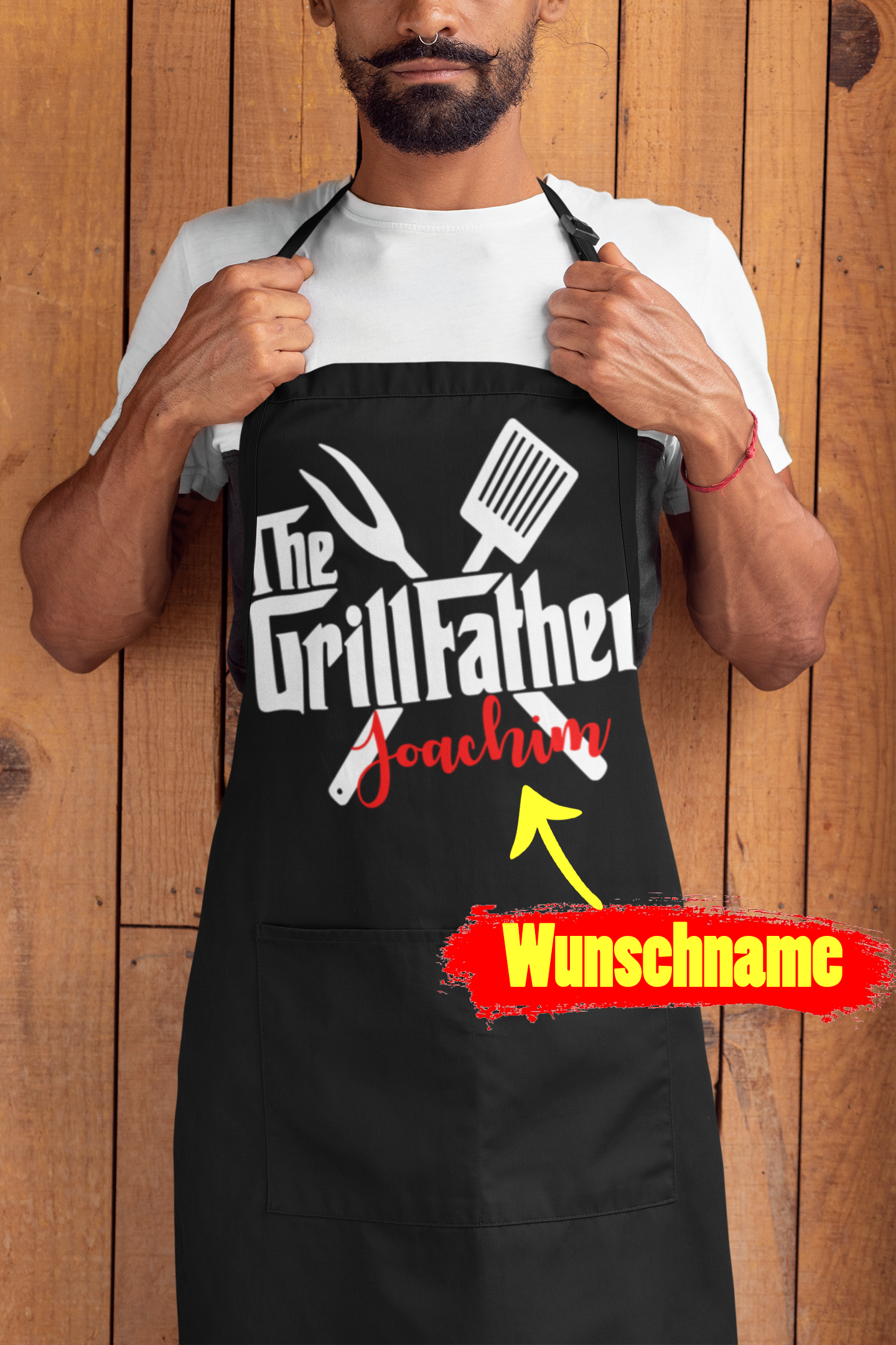 Männer Geschenk Lustige Sprüche Partyschürze Grillschürze Kochschürze BBQ Blau Geburtstag Barbecue Vater beschenken Geschenkidee Grillmeister schürze bedrucken lassen schwarz weiss