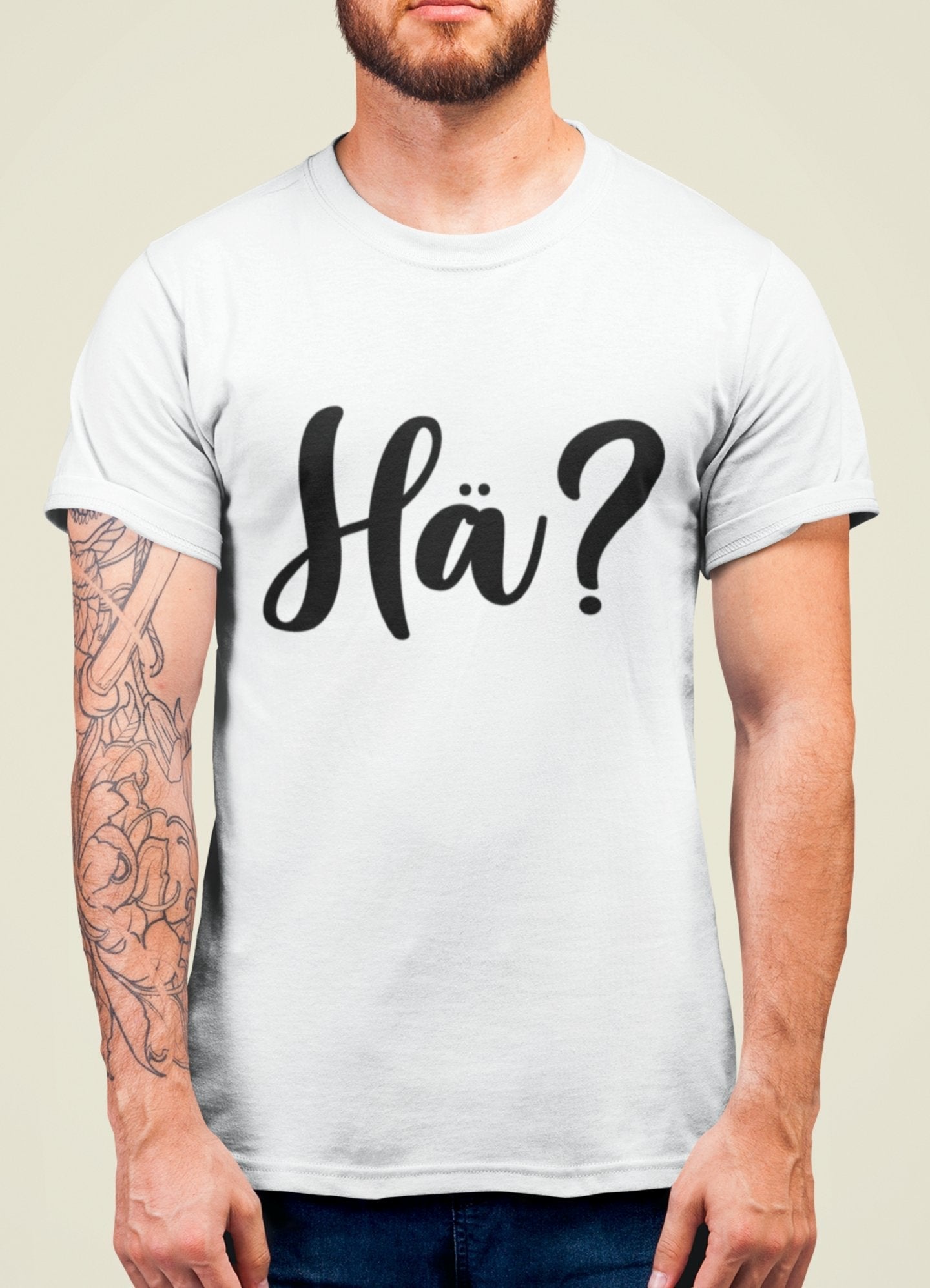 lustige tshirts hä? funny shirts lustige Sprüche tshirt für party weiss