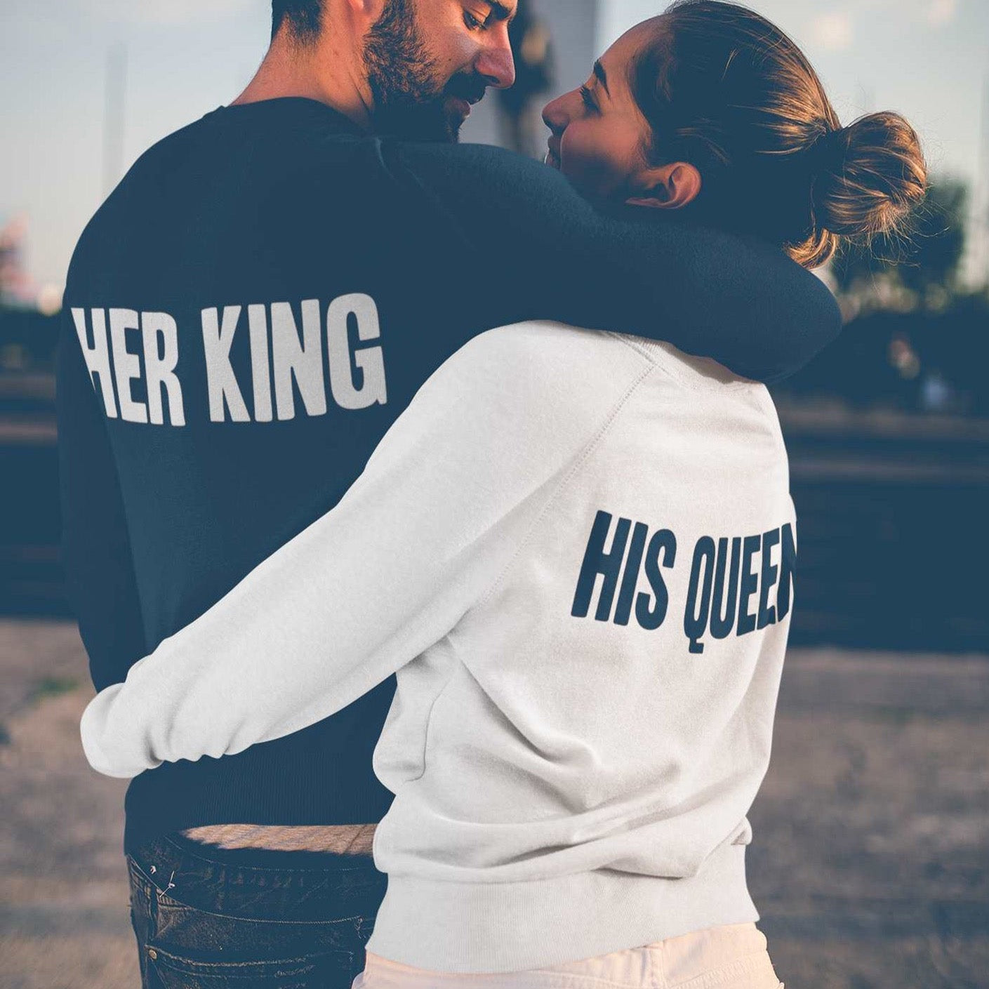 thumbnail image 2 of Couples His King & Her Queen Love Heart Crown Engraved Necklace Pendant – Stainless Steel 2 of 2