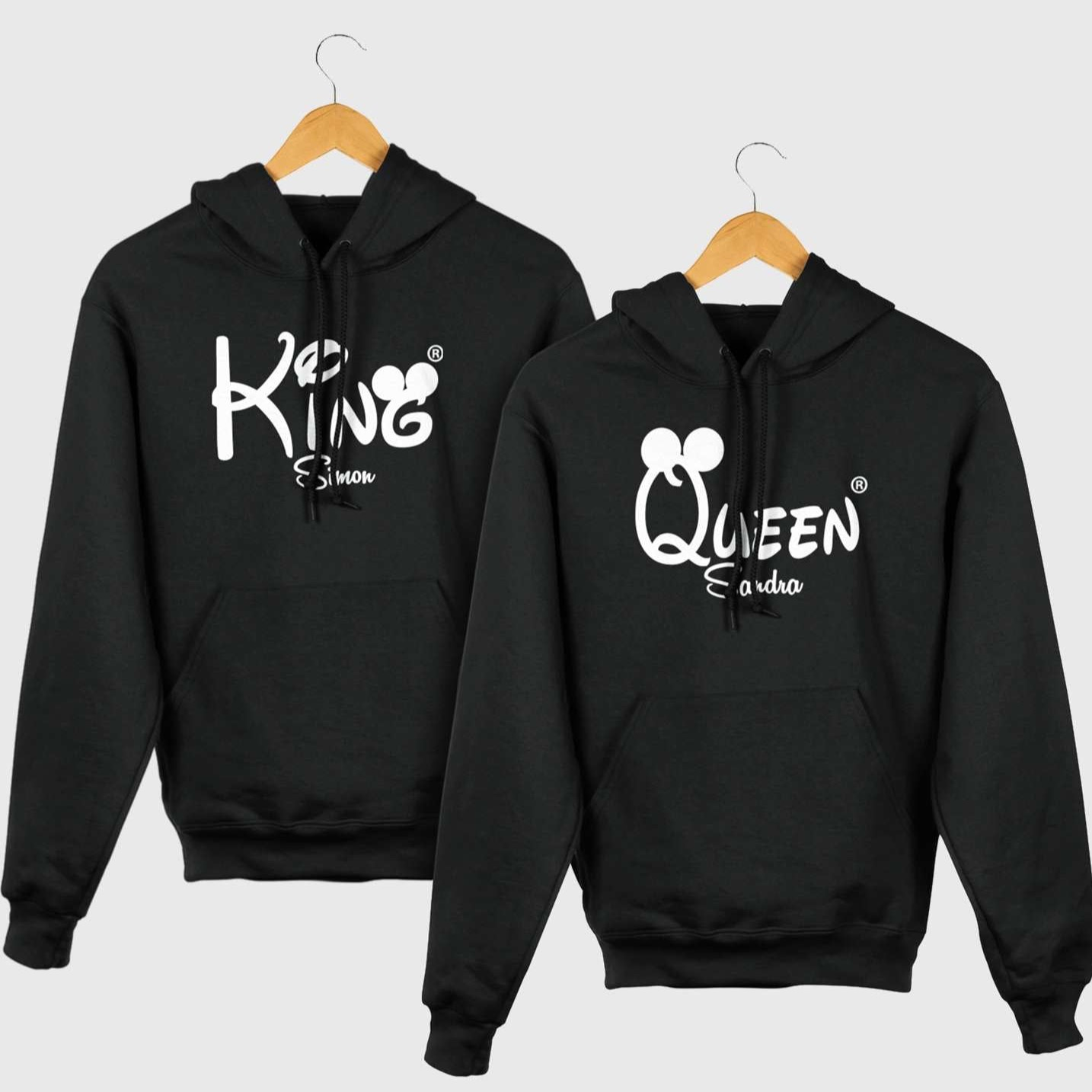 King & Queen sweater with name set of 2 couple hoodie partner