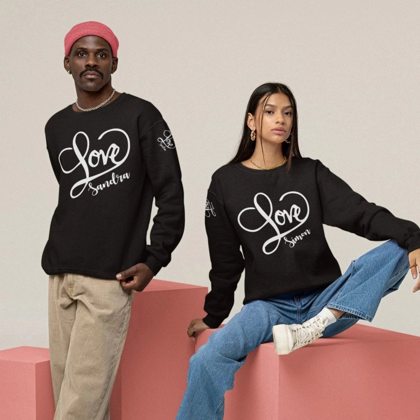 schwarze Sweatshirts mit namen bedrucken lassen