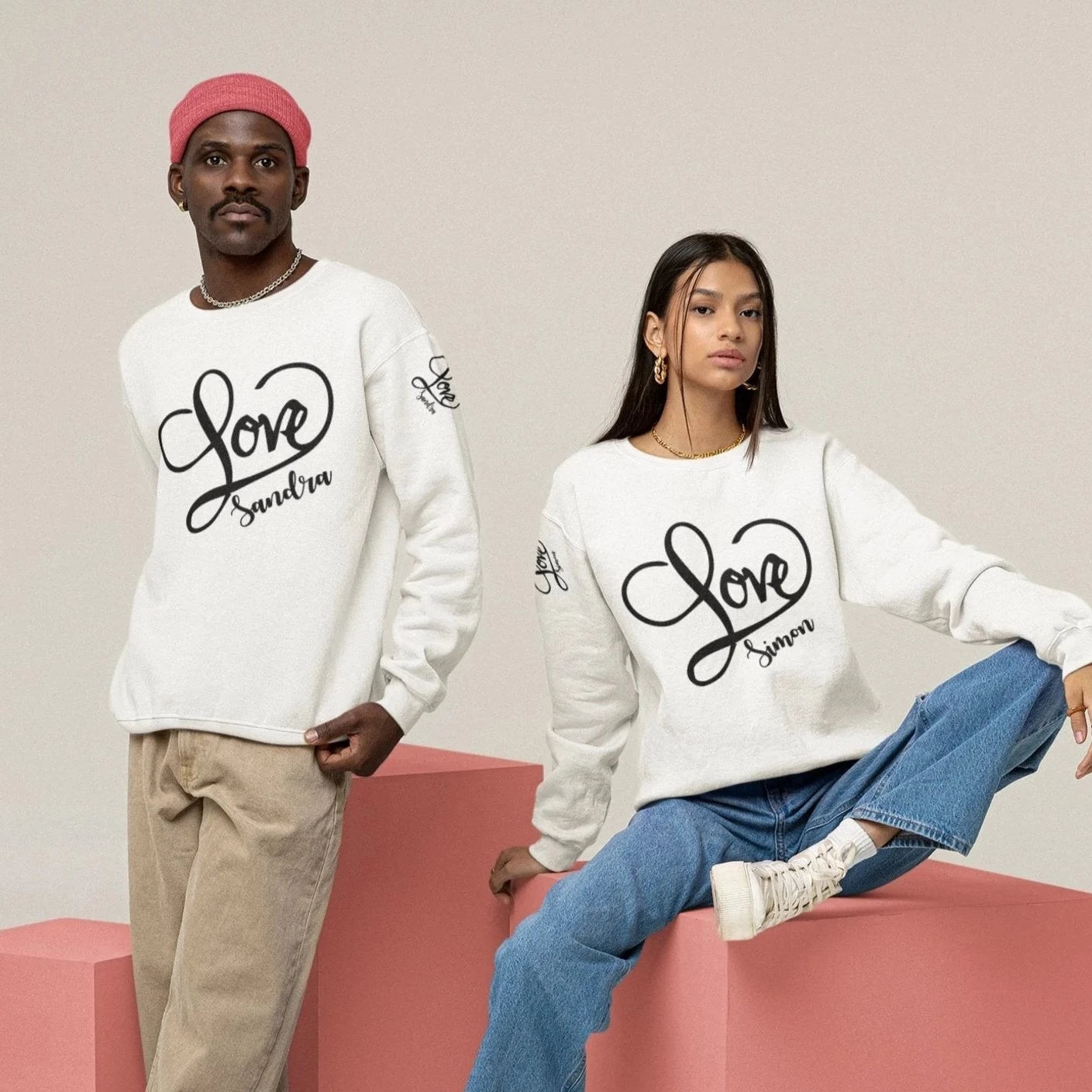 weisse Sweatshirts mit namen bedrucken lassen