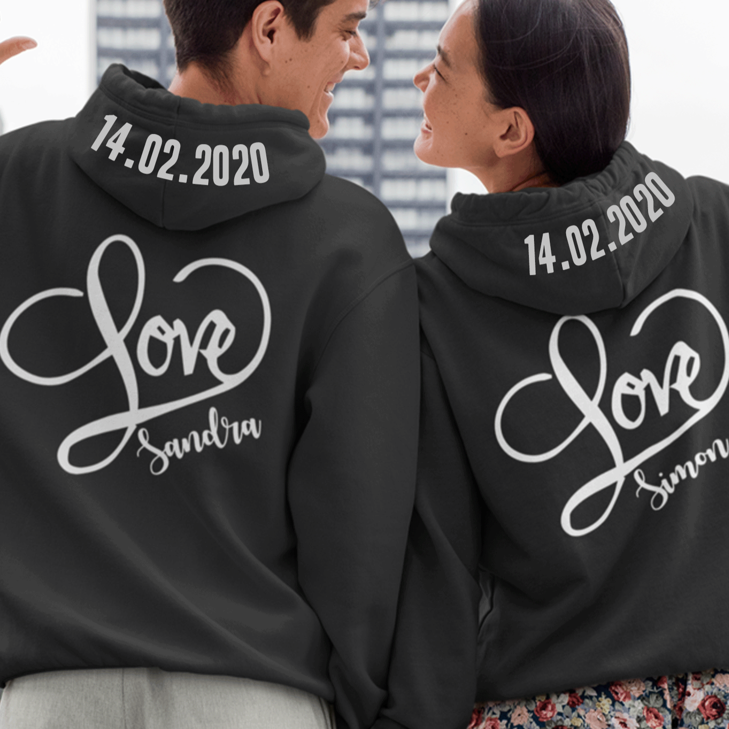 Couple hoodie with name set of 2