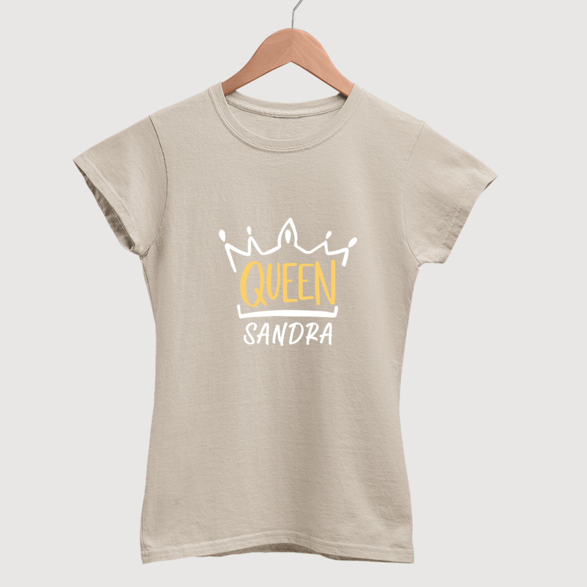 damen shirt beige mit name bedrucken lassen