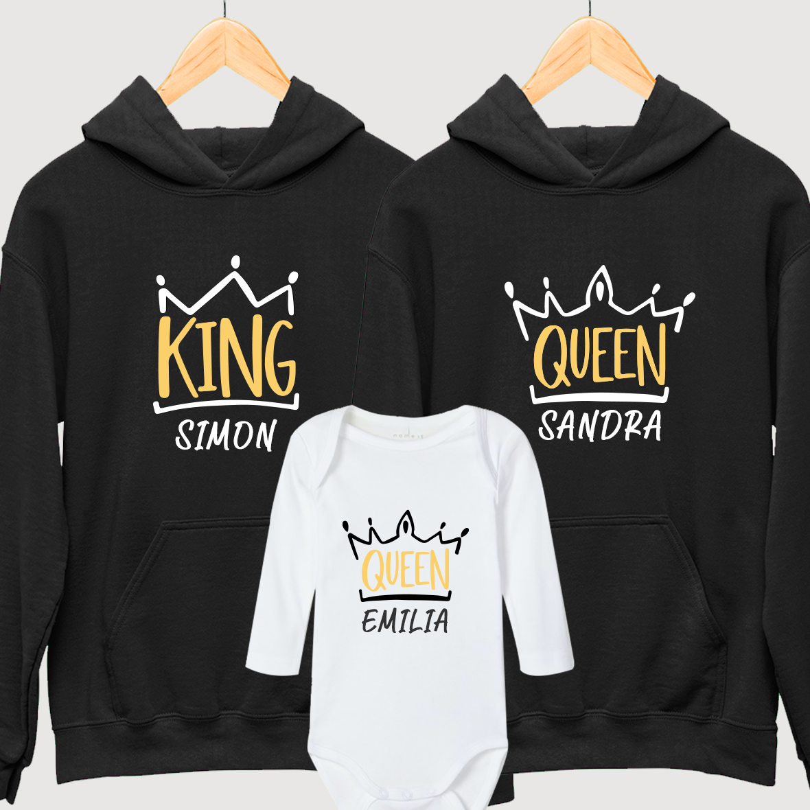 KING QUEEN SKETCH Partnerlook Outfit Familienoutfit für Fotoshooting
