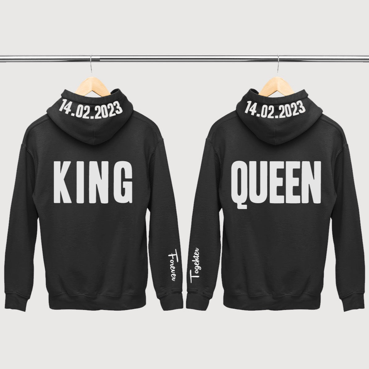 King Queen Hoodies, Set of King & Queen, Pärchen Pullover, Couples