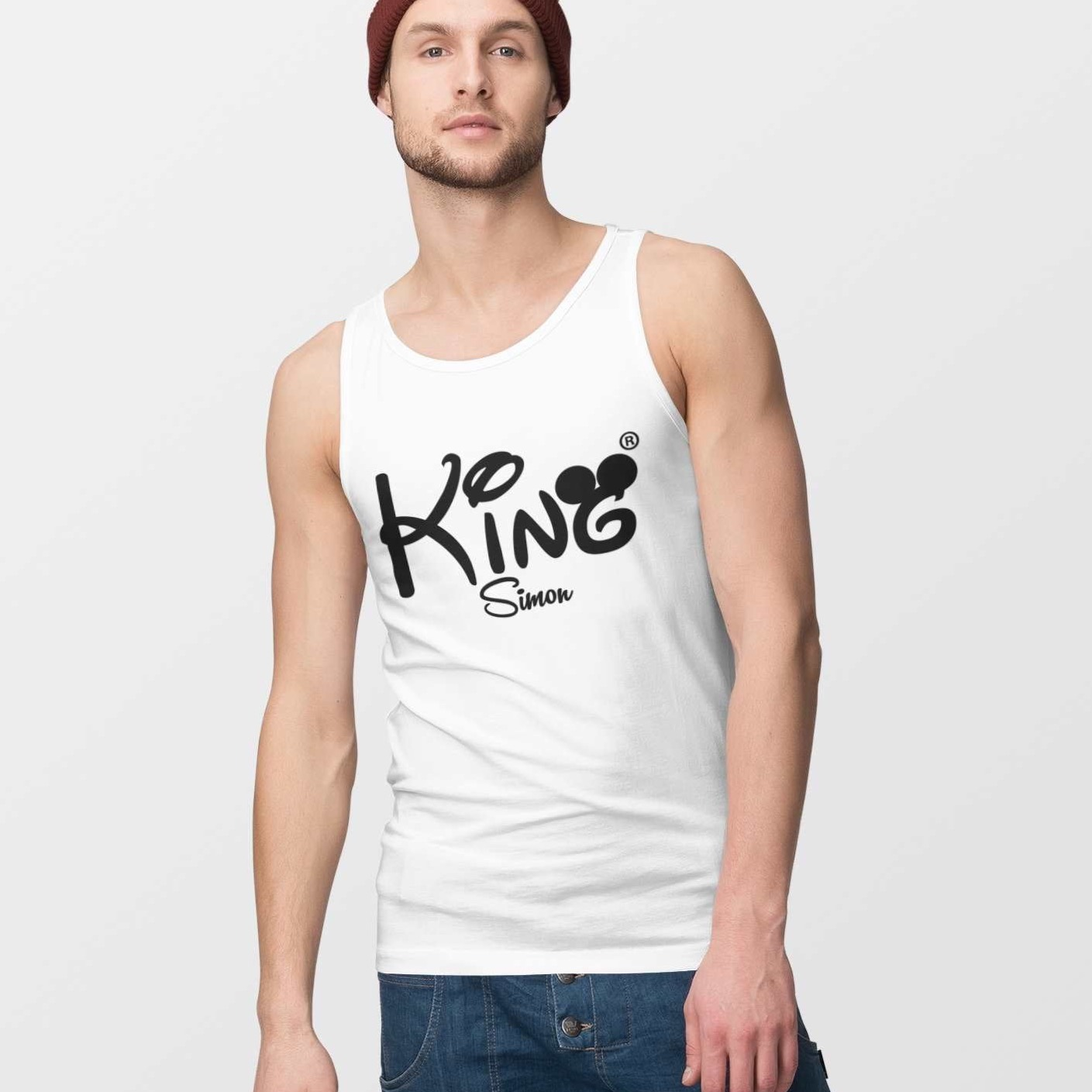 herren tank top in weiss mit namen gestalten