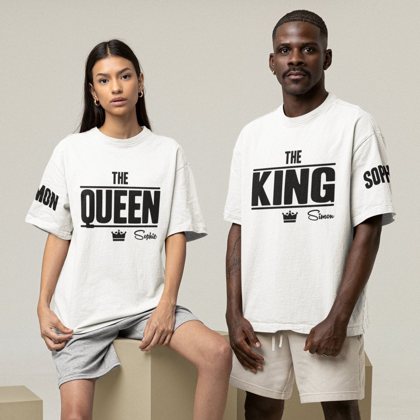 couplegoals tshirt partnerlook shirts mit namen gestalten schwarzes tshirt custom shirts king und queen set weiss