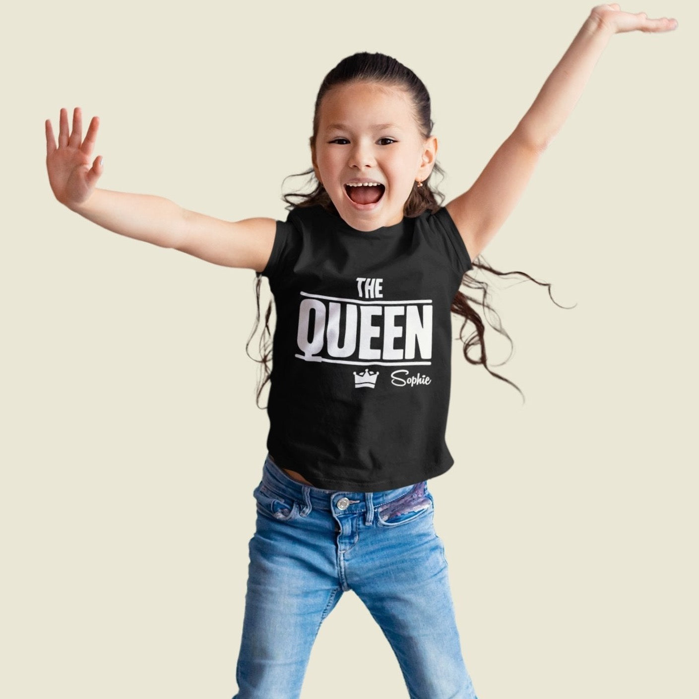 kinder tshirt mit name bedrucken the queen shirt schwarz