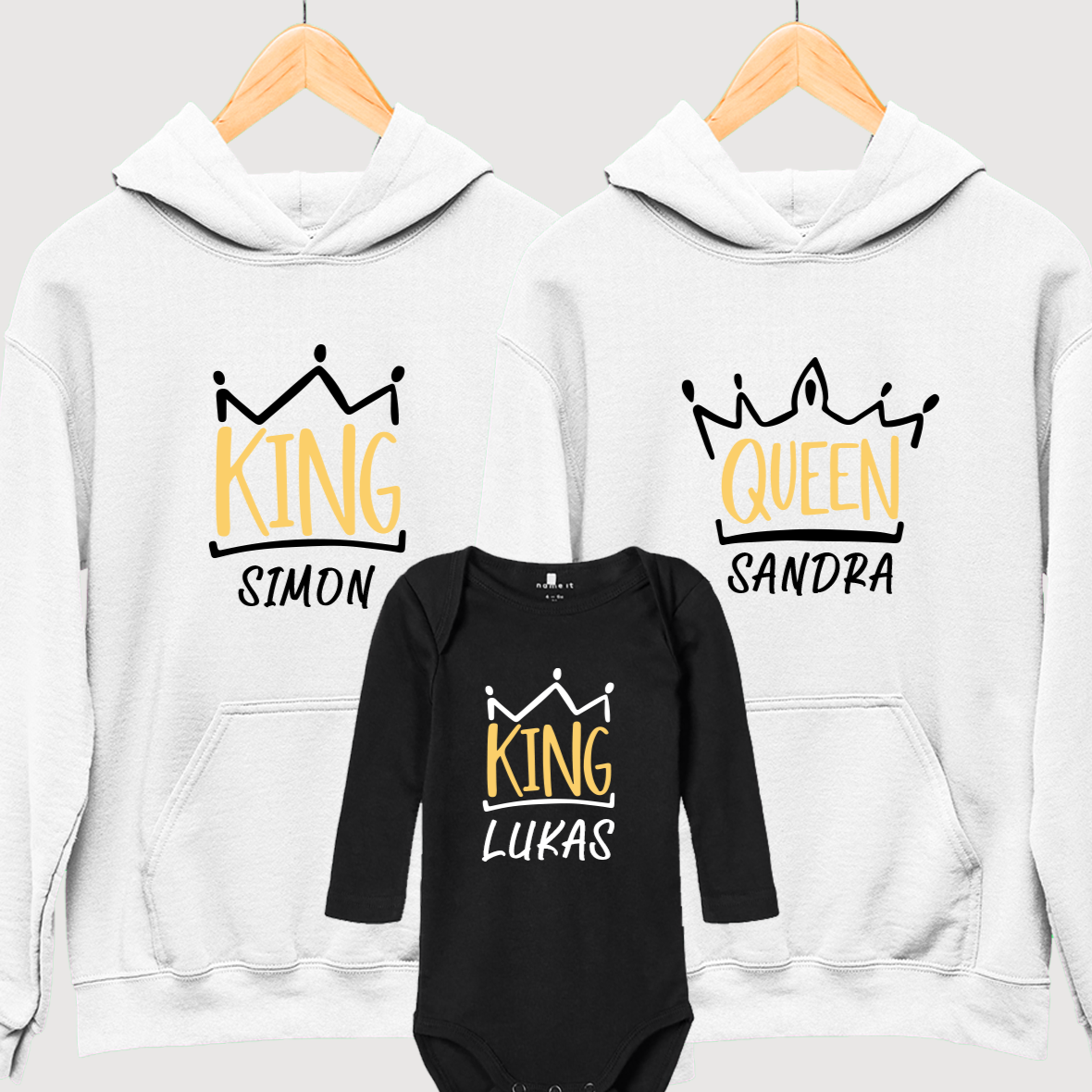 KING QUEEN SKETCH Partnerlook Outfit Familienoutfit für Fotoshooting Strampler Body